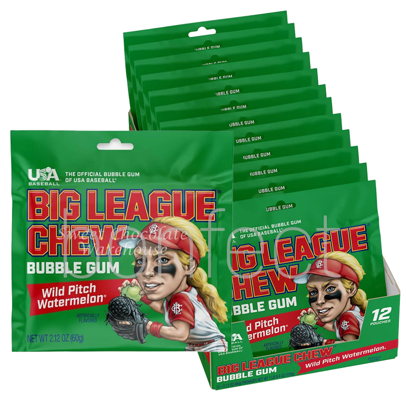 Big League Chew Watermelon Bubblegum Chewing Gum Pouch 60g  12 Pack