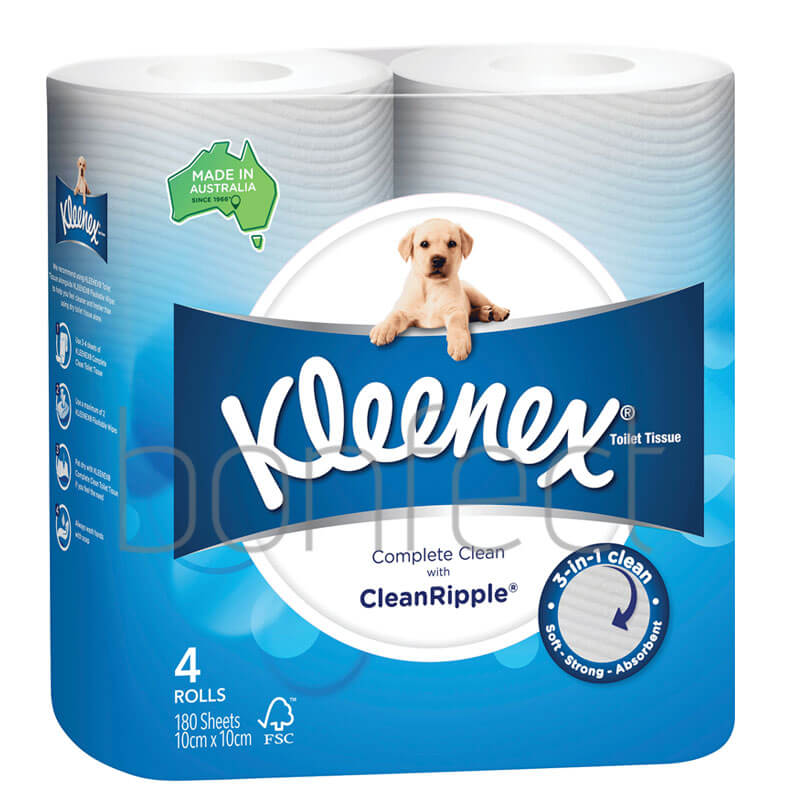 Kleenex Complete Clean Toilet Tissue 4 Rolls  15 Pack