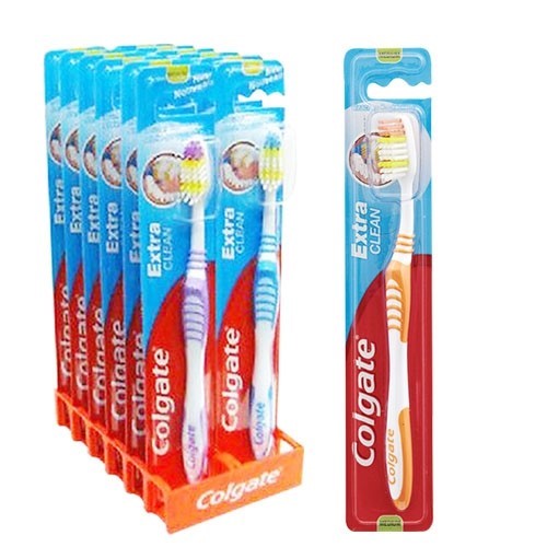 Colgate Extra Clean Medium Assorted Colours Toothbrush 12 Pack