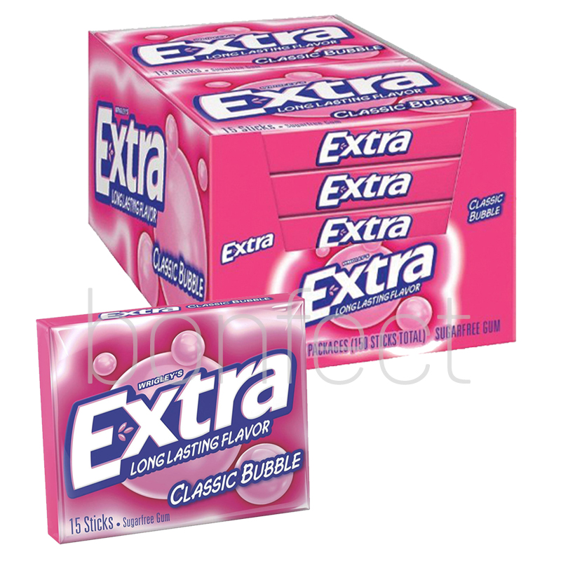 Wrigleys Extra Classic Bubble Chewing Gum 15 Sticks  10 Pack