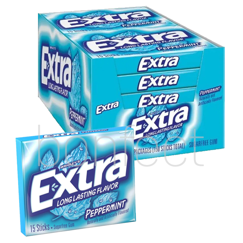 Wrigleys Extra Peppermint Chewing Gum 15 Sticks  10 Pack