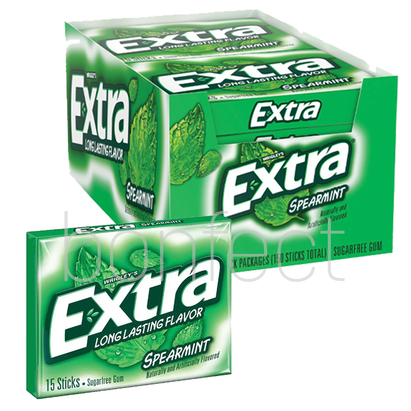 Wrigleys Extra Spearrmint Chewing Gum 15 Sticks  10 Pack