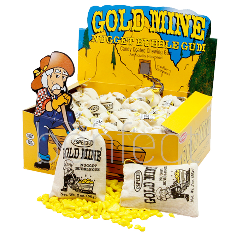 Espeez Gold Mine Nugget Bubble Gum 56g  24 Pack
