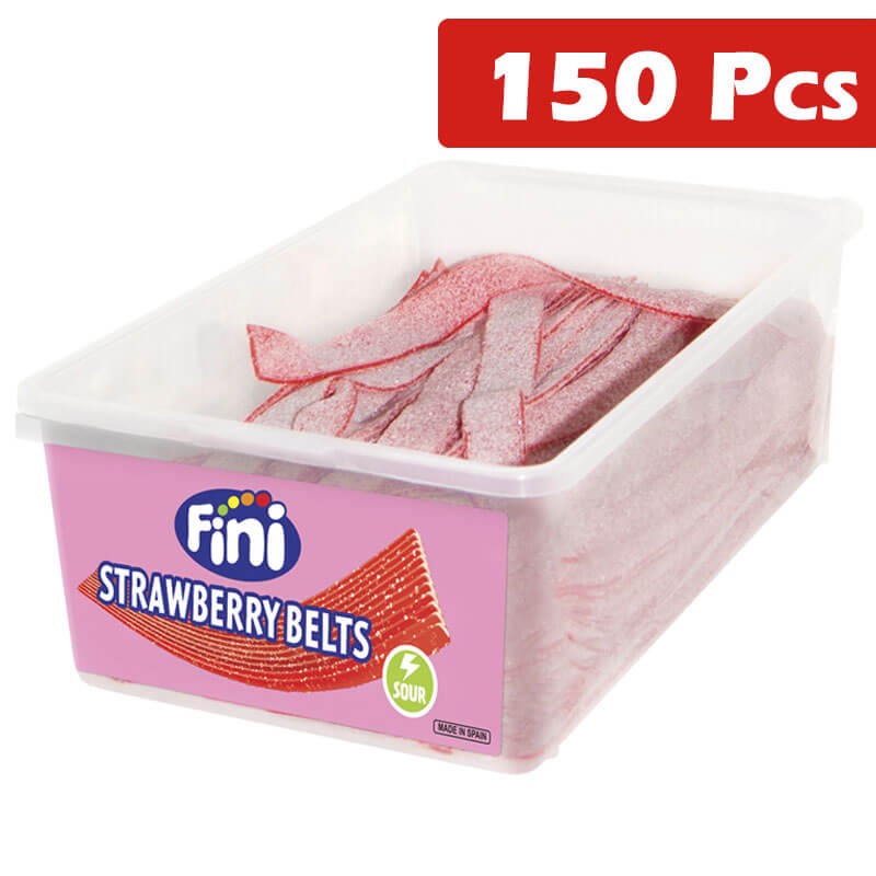 Fini Sour Strawberry Belt Tub 150 Pieces
