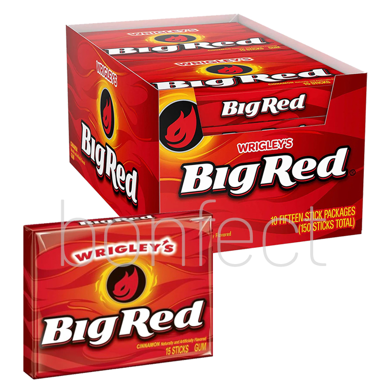 Wrigleys Big Red Cinnamon Chewing Gum 15 Sticks  10 Pack