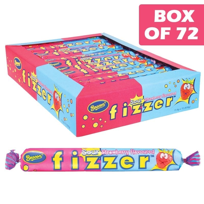 Beacon Fizzer Chewy Candy  Sour Strawberry 116g  72 Pack