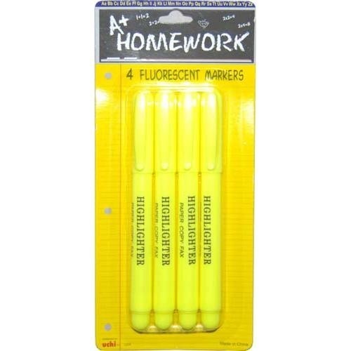 Homework Yellow Highlighter 4 Pack