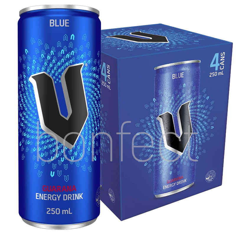V Blue Energy Drink Can 4PK 250ml  24 Pack