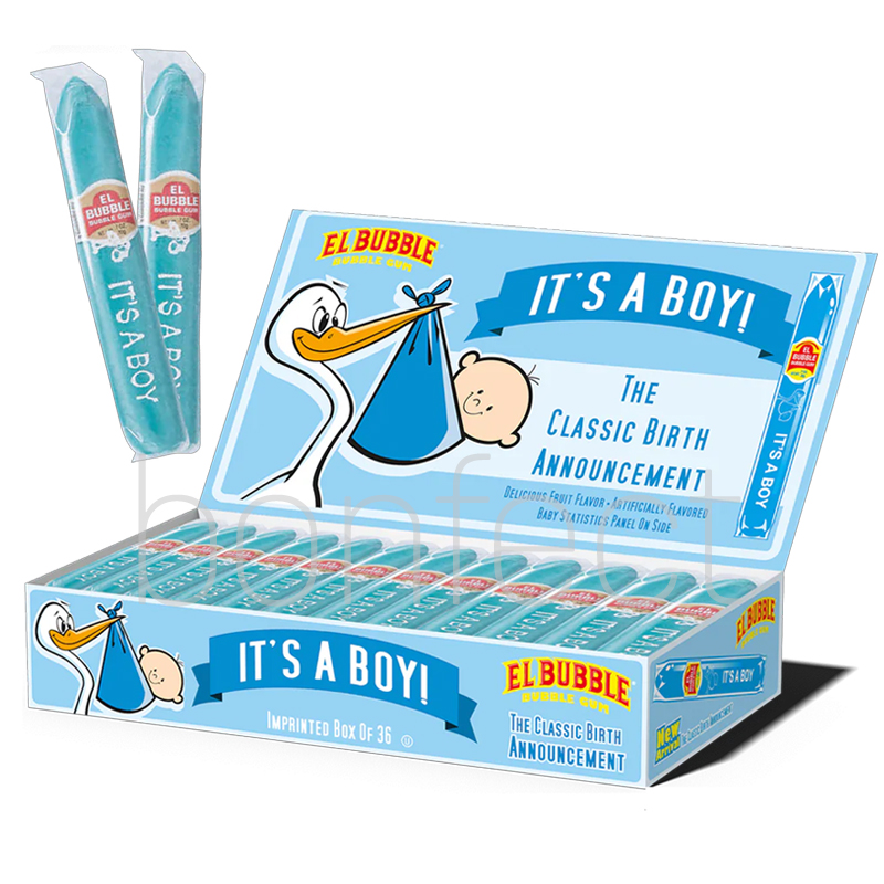 El Bubble Its a Boy Blue Bubble Gum Cigar Box 36 Pack
