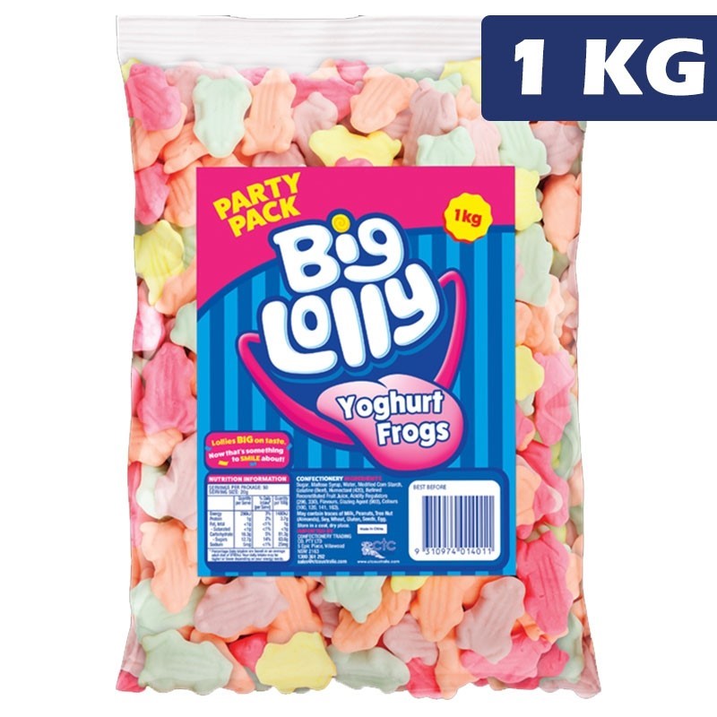 Big Lolly Yogurt Flavoured Frogs Lollies Bag 1kg