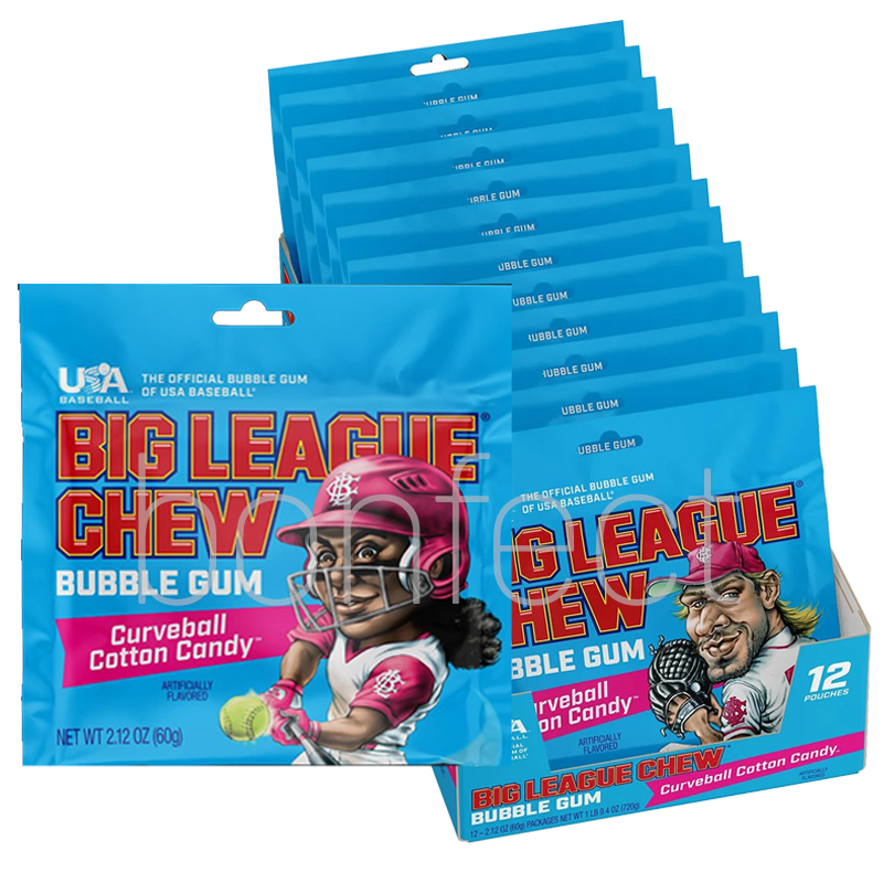 Big League Chew Cotton Candy Bubblegum Chewing Gum Pouch 60g  12 Pack