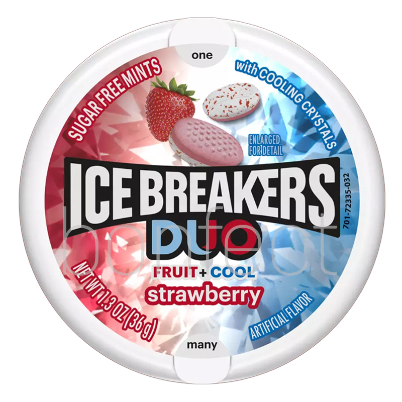 Ice Breakers Duo Strawberry Flavour Mints Tins 36g  8 Pack