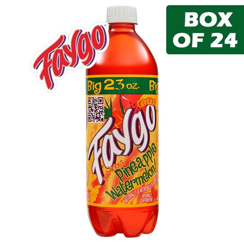 Faygo Pineapple Watermelon Soda Bottle 680ml  24 Pack