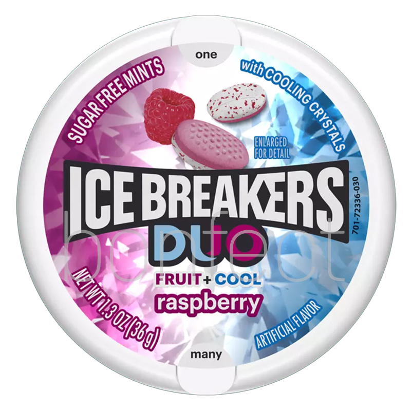 Ice Breakers Duo Raspberry Flavour Mints Tins 36g  8 Pack