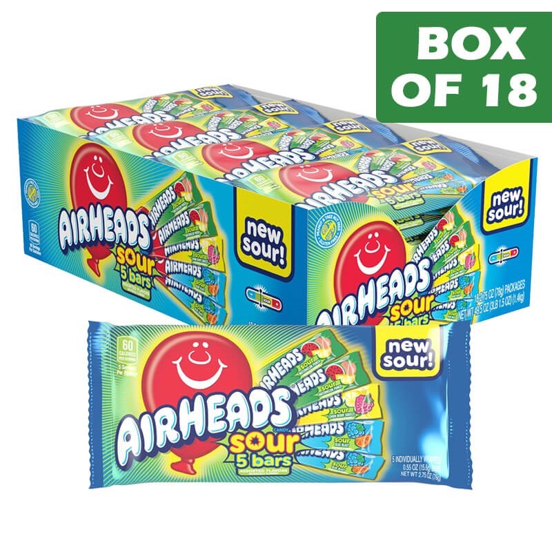 Airhead Sour 5 Bars Assorted Flavours 78g  18 Pack