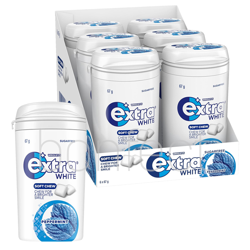 Extra White Peppermint Soft Chewing Bottle 67g  6 Pack