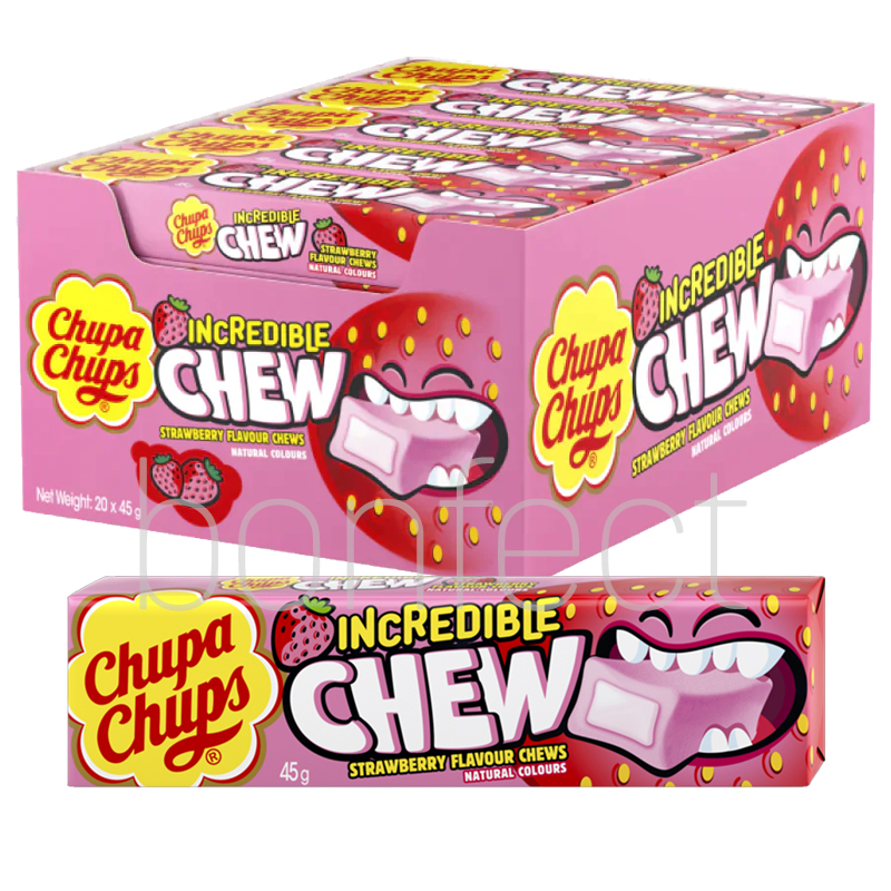 Chupa Chups Incredible Chew Strawberry 45g  20 Pack