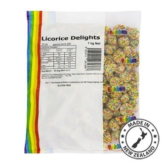 Rainbow Lollies Bag  Licorice Delights 1kg