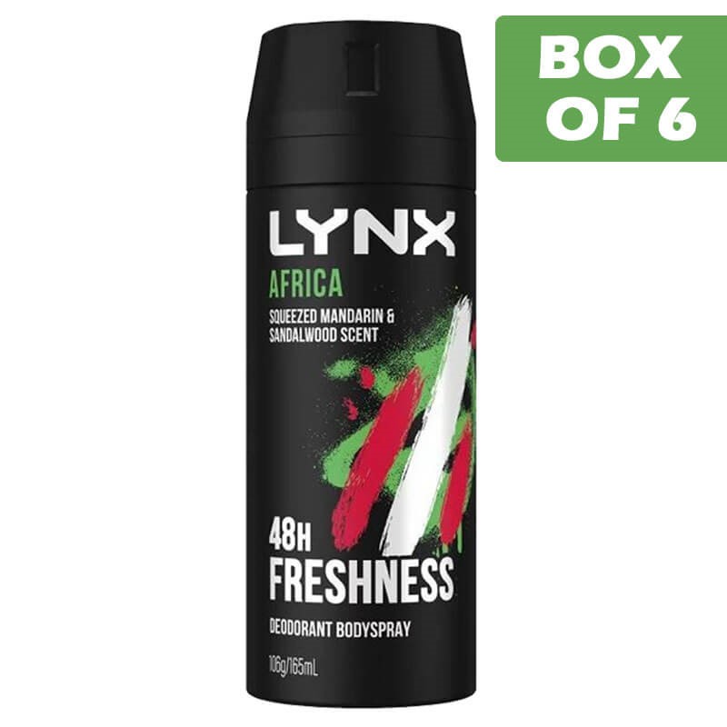 Lynx Africa Deodorant Body Spray 106g165ml  6 Pack