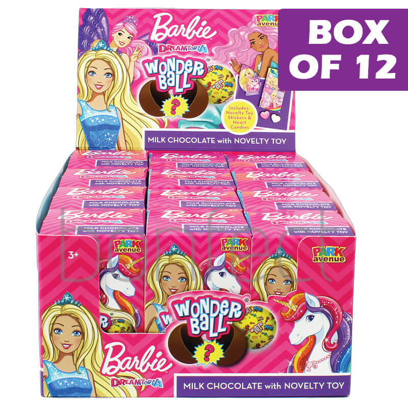 Barbie Wonderball Milk Chocolate with Novelty Toy 25g  12 Pack