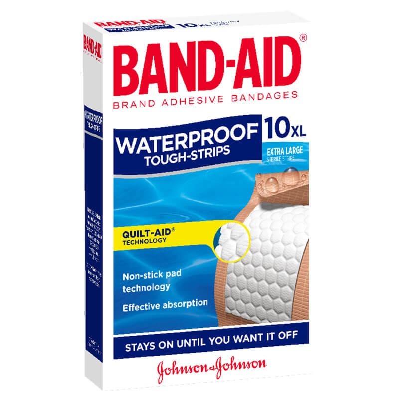 BandAid Waterproof Tough Strips Extra Large Strips 10 Pack