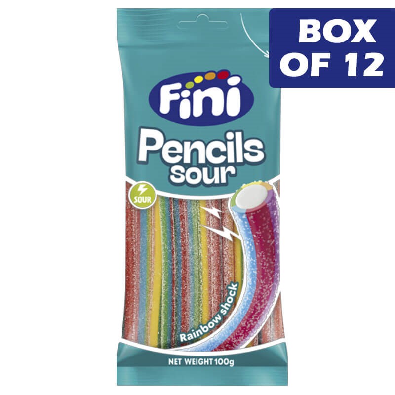 Fini Rainbow Shock Sour Pencil 100g  12 Pack