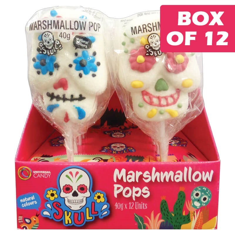 Skull Marshmallow Pop 40g  12 Pack