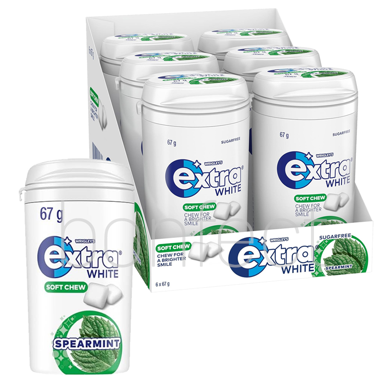 Extra White Spearmint Soft Chewing Bottle 67g  6 Pack
