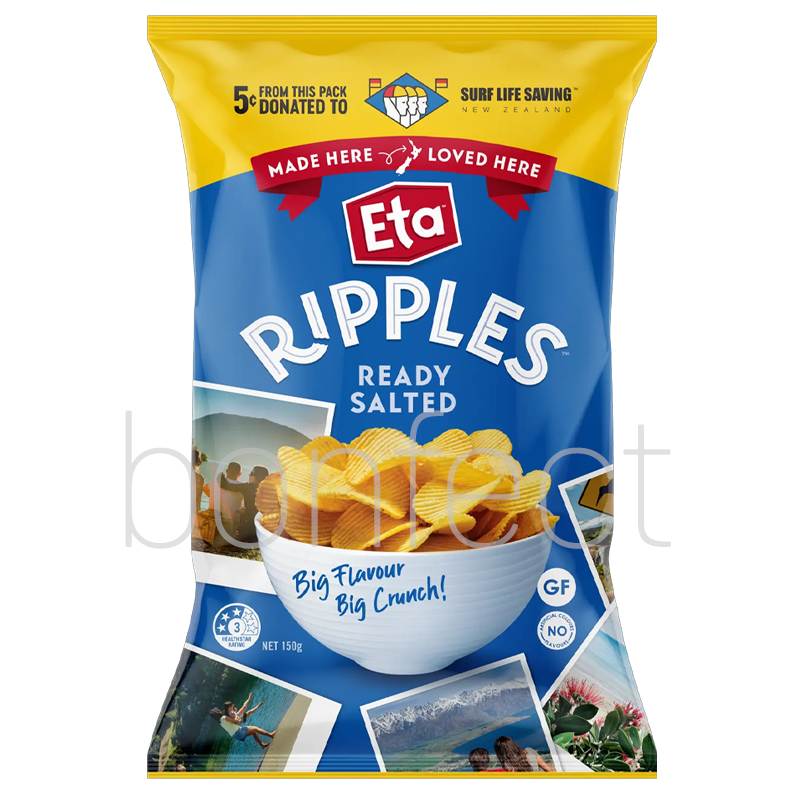 Eta Ripple Cut Ready Salted Chips 150g  12 Pack