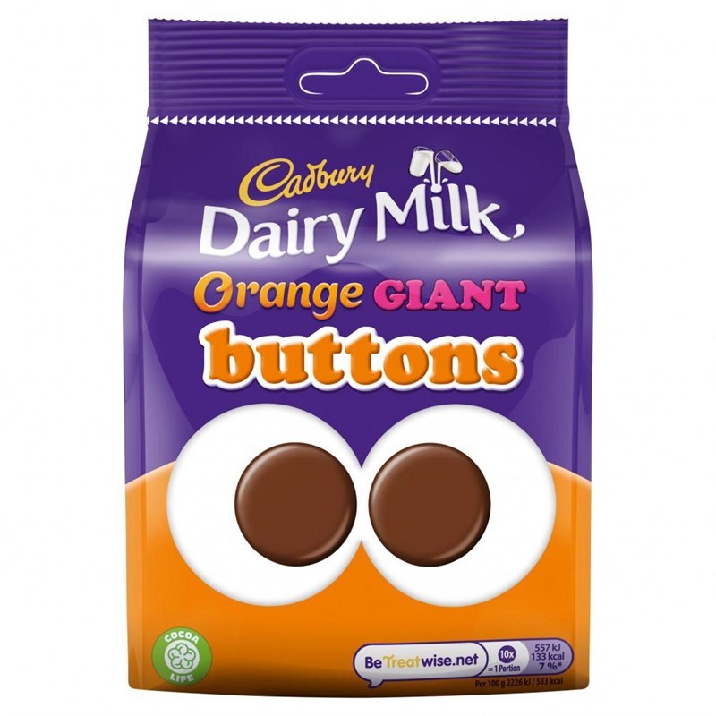 Cadbury Bags Giant Buttons Orange 85g  10 Pack