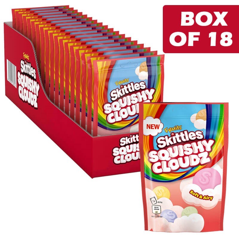 Skittles Fruits Squishy Cloudz Pouch Bag 94g  18 Pack