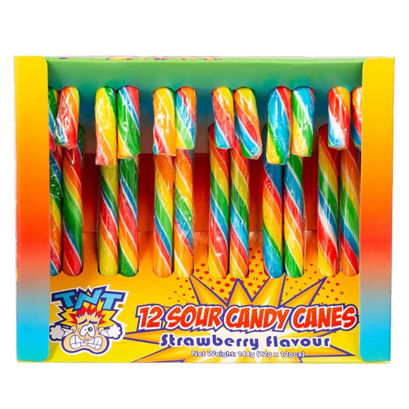 TNT Sour Candy Canes Strawberry Flavour 12g