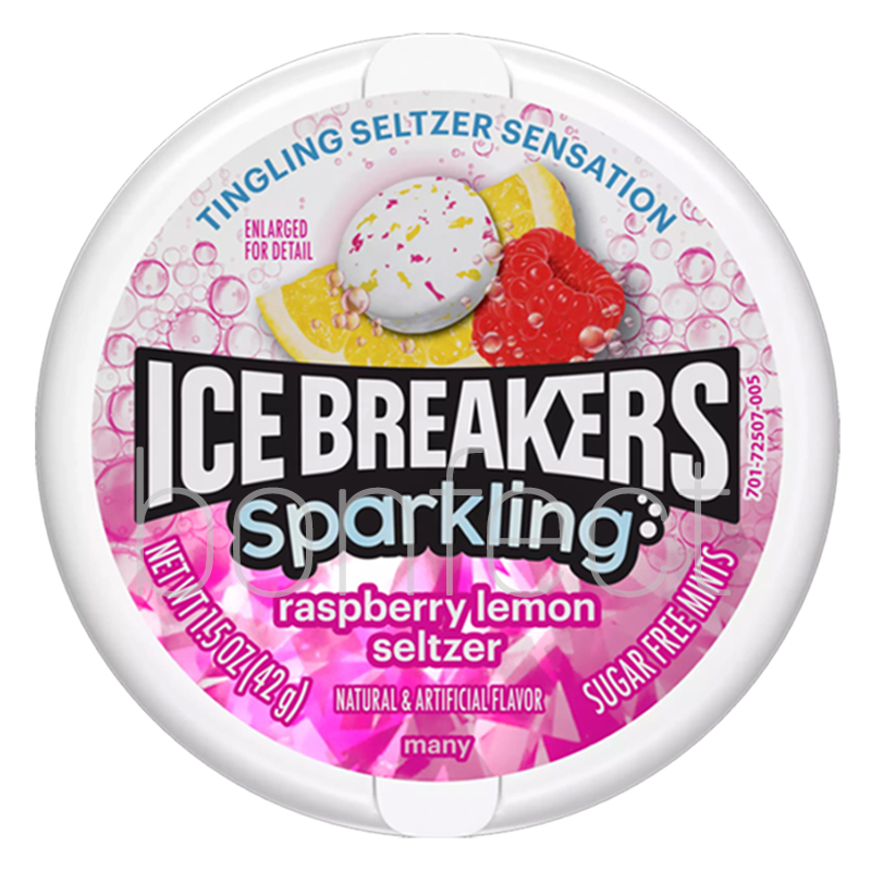 Ice Breakers Sparking Raspberry Lemon Flavour Mints Tins 42g  8 Pack