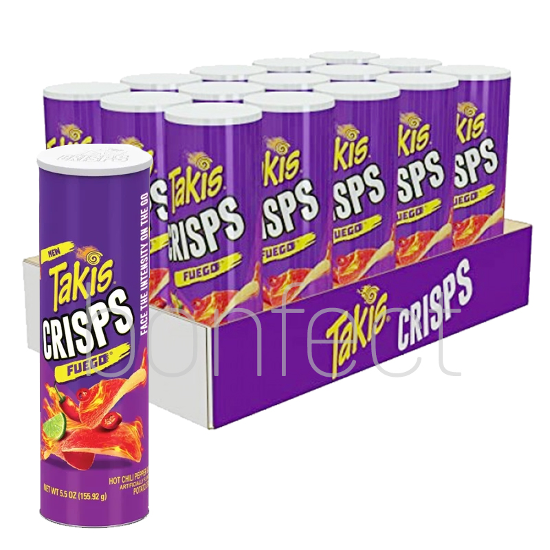 Barcel Takis Fuego Hot Chilli Pepper Lime Potato Chips Can 155g  15 Pack