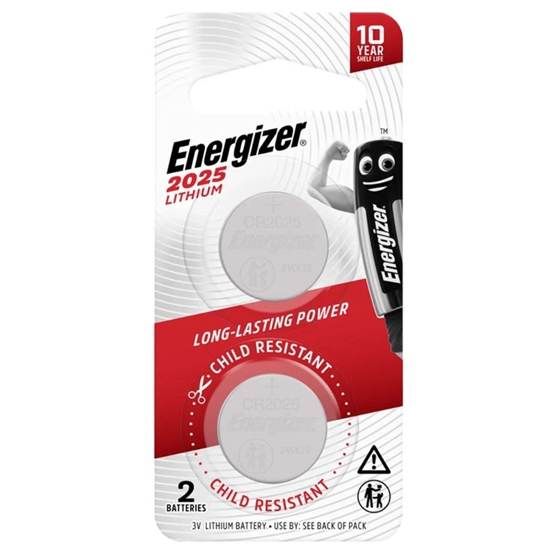 Energizer 3V 2025 Lithium Coin Battery 2 Pack
