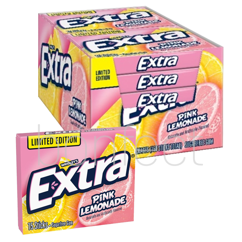 Wrigleys Extra Pink Lemonade Chewing Gum 15 Sticks  10 Pack