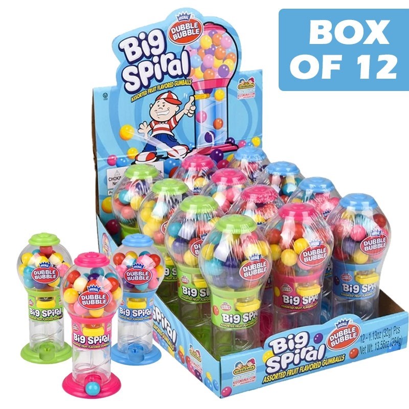 Dubble Bubble Big Spiral Mini Dispenser 32g  12 Pack