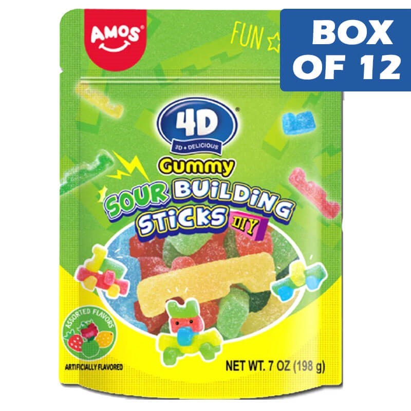 Amos 4D Gummies Sour Building Sticks Bag 1kg