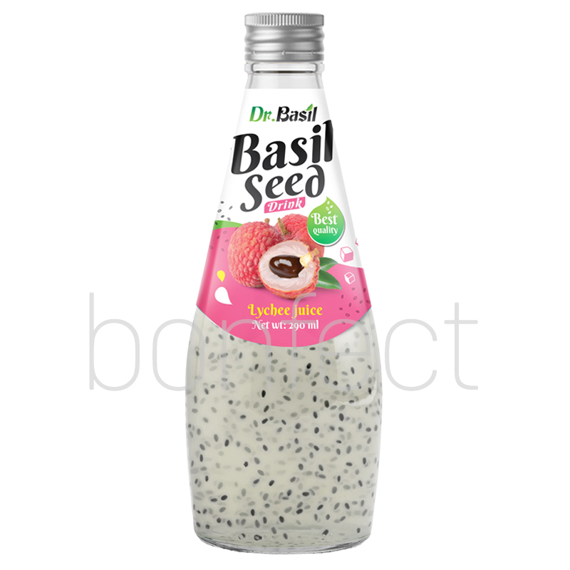 Dr Basil Lychee Flavor Seed Glass Bottle 290ml  24 Pack