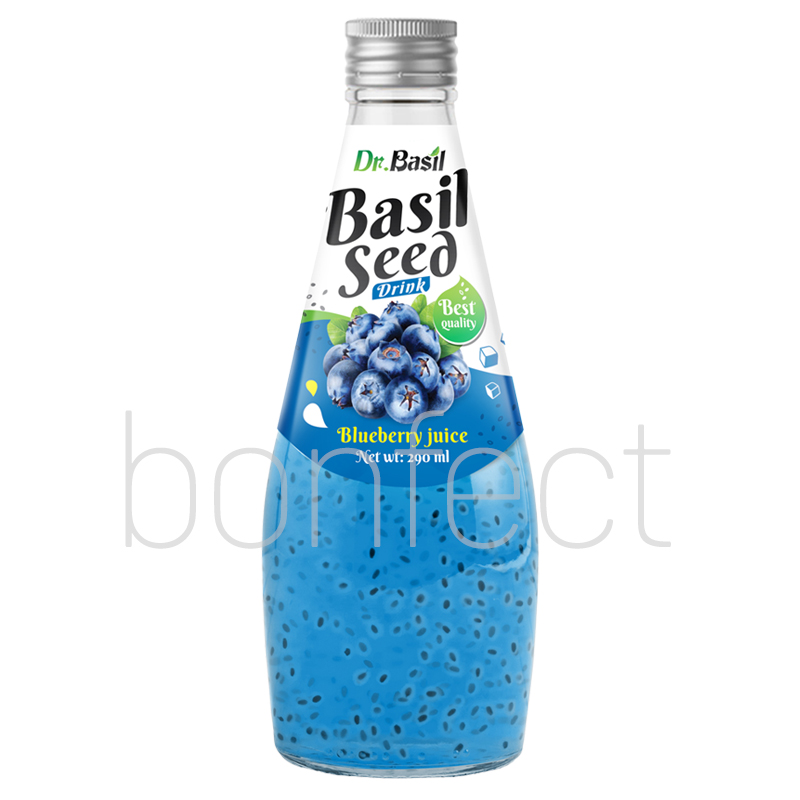 Dr Basil Blueberry Flavor Seed Glass Bottle 290ml  24 Pack