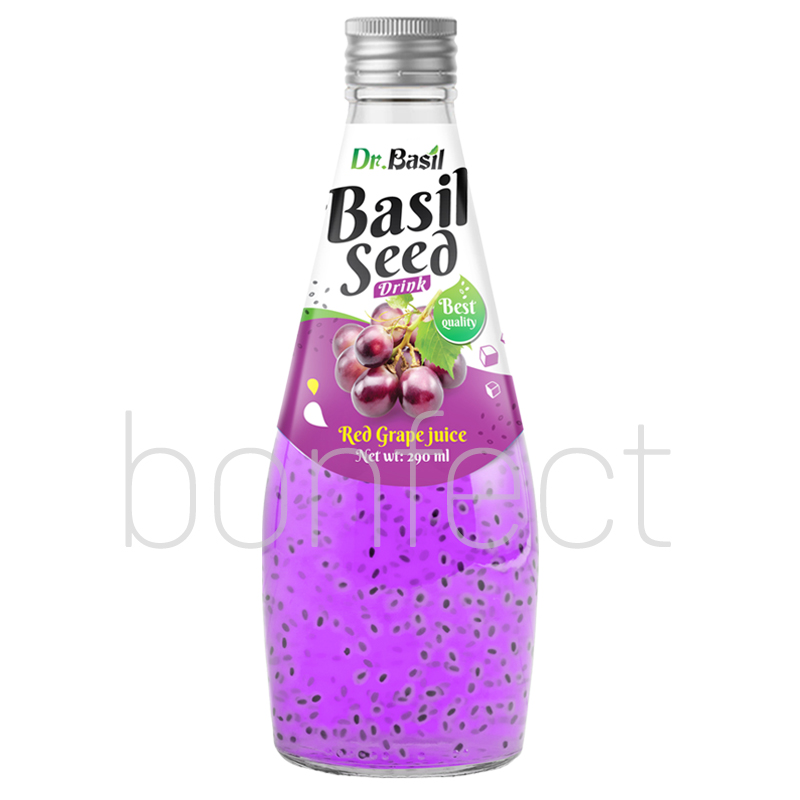 Dr Basil Red Grape Flavor Seed Glass Bottle 290ml  24 Pack