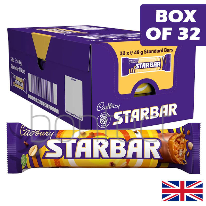 Cadbury Starbar Chocolate  Caramel  Peanut Bar 50g  32 Pack