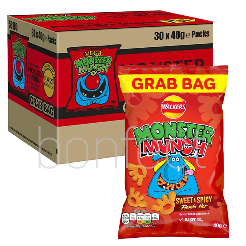Walkers Monster Munch Flamin Hot Grab Bag 40g  35 Pack