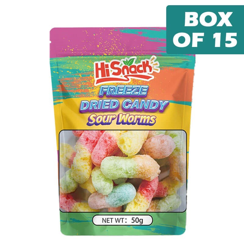 Hisnack Freeze Dried Candy Sour Worm 80g  15 Pack