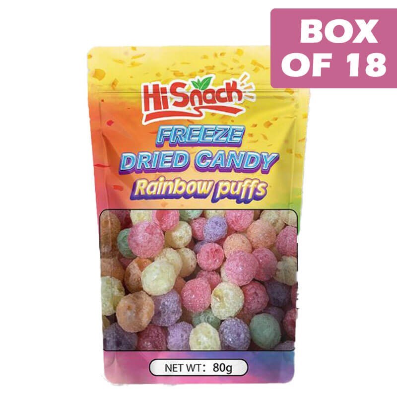 Hisnack Freeze Dried Candy Rainbow Puff 80g  18 Pack