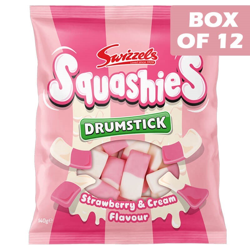 Swizzels Drumstick Squashies Strawberry  Cream 140g  12 Pack
