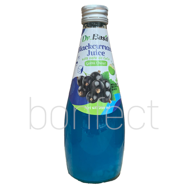 Dr Basil Nata De Coco Fruit Drink  Black Currant 290ml  24 Pack