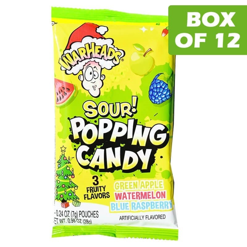 Warheads Christmas Sour Popping Candy 3PK 7g  12 Pack