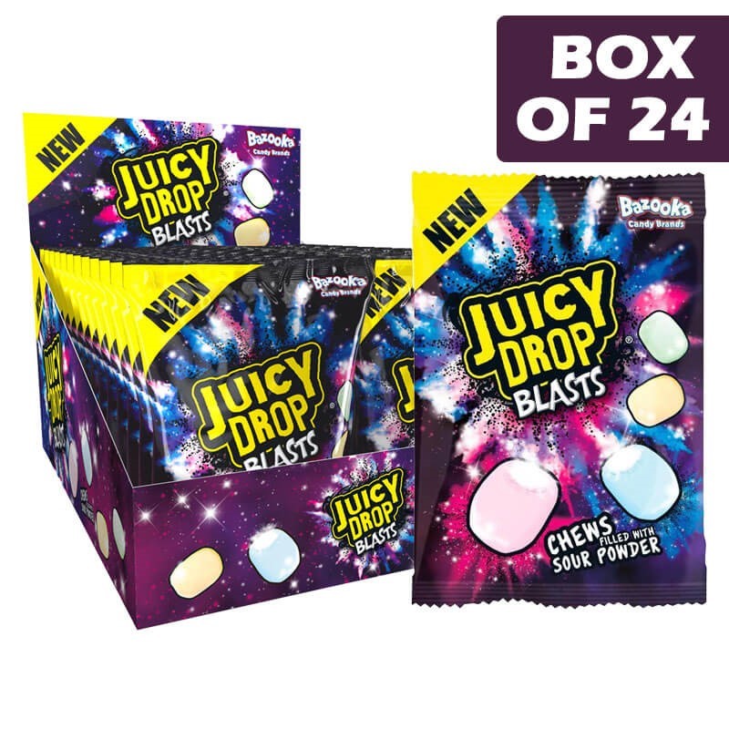 Bazooka Juicy Drop Blast Chews Fillled With Sour Powder 45g  24 Pack