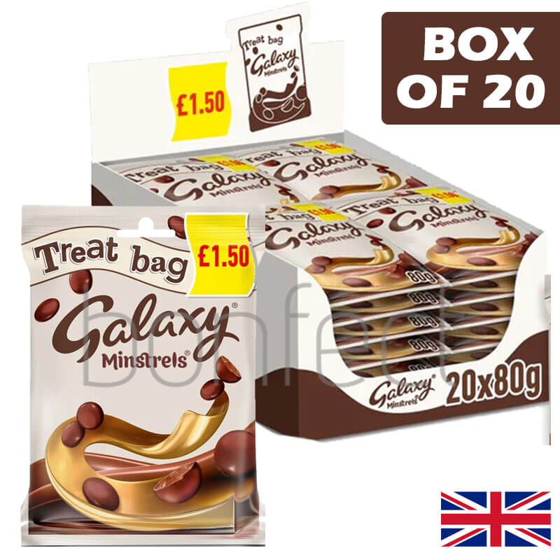 Mars Galaxy Minstrels Milk Chocolate Treat Bag 80g  20 Pack